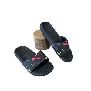 Puma Cool Cat Women’s Size 6 Slide Flip Flop Black With Multi Color Pumas